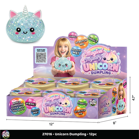 Novelty Brands - Fun Doh Unicorn Mystery Dumpling Squishy Toy - 12/Display