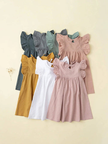 Toddler/Girls Tie-back Overall Dress: Cotton Summer Casual Wear