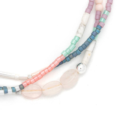 Scout Curated Wears - Mixed Media Bracelet - Heart/Rose Quartz/Silver