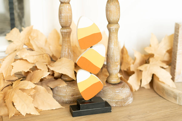4x10 wood candy corn on stand,  Halloween Fall Decor