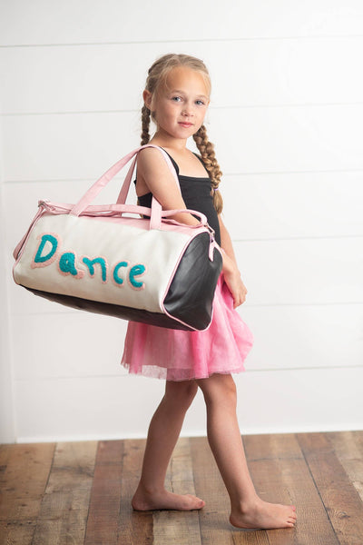 Oopsie Daisy - Kids Pink & Blue Fuzzy Letter Weekender Dance Travel Bag: One Size