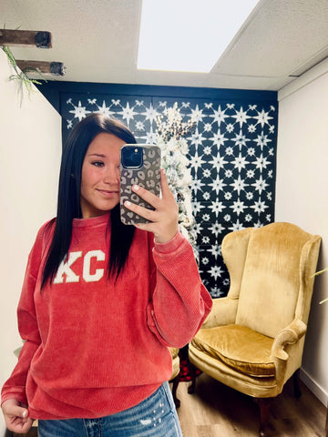 KC Patch Corded Crew Sweatshirt