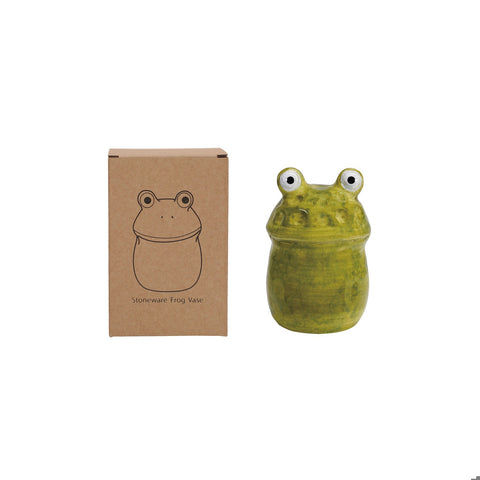 4-1/4"Rd x 6"H Hand-Painted Frog Vase