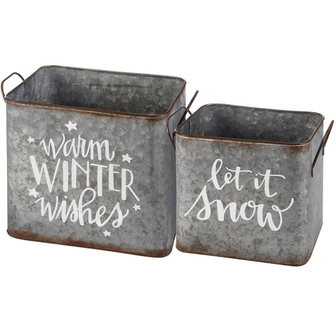 Let It Snow Warm Winter Wishes Bins
