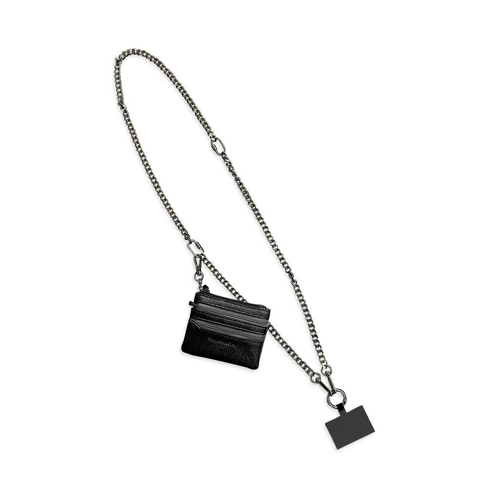 Clip & Go Chain Crossbody Phone Carrier with Zippered Pouch