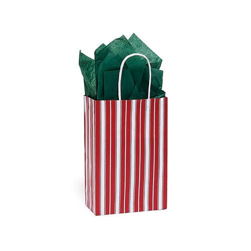 Red Ticking Stripe Christmas Paper Gift Bags (BAG ONLY)