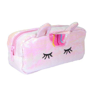 KiddieKickz - Unicorn Sequin Pencil or Cosmetic Bag: Light Pink