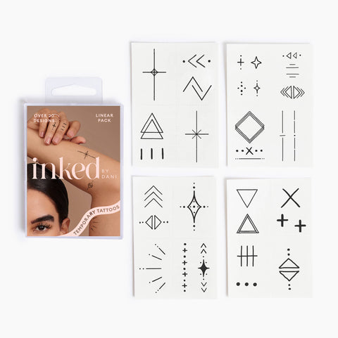 Linear Temporary Tattoo Pack