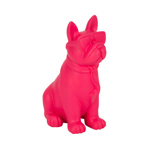Decorative Figurine - Pink Resin Sunglasses Bulldog, 10 in.
