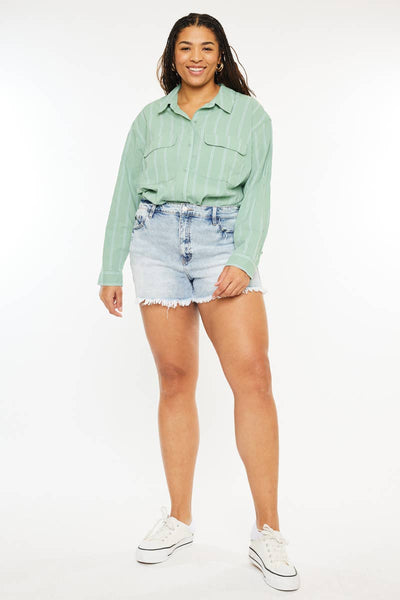 Kan Can USA - Plus Size Mom Fit Denim Shorts
