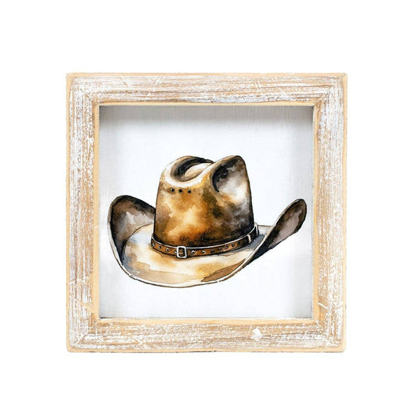 5x5 wood frame sign (HAT/BOOTS) Cowboy Home Decor