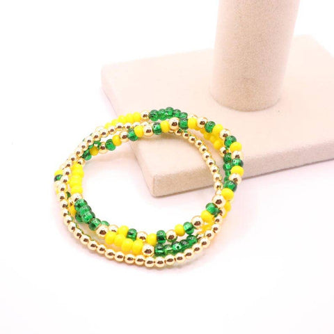 Green and Yellow Hematite Game Day Bracelet Stack