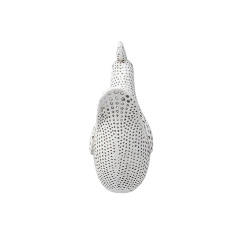 Decorative Sculpture - White Resin Spotted Chicken, 5 in.