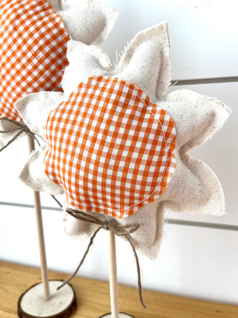 Summer Fall Sunflower - Natural Orange Gingham