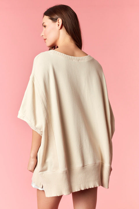 Mineral-Washed Dolman Top