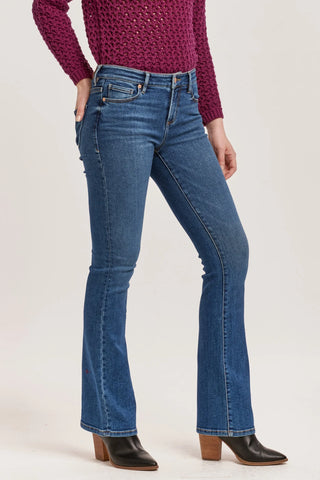 Dear John Women's Jaxtyn Dark Wash Mid Rise Bootcut Stretch Denim Jeans