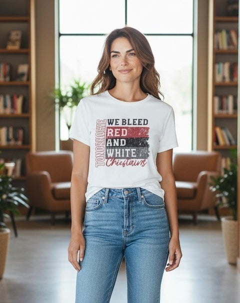 We Bleed Red & White Chieftains Tee