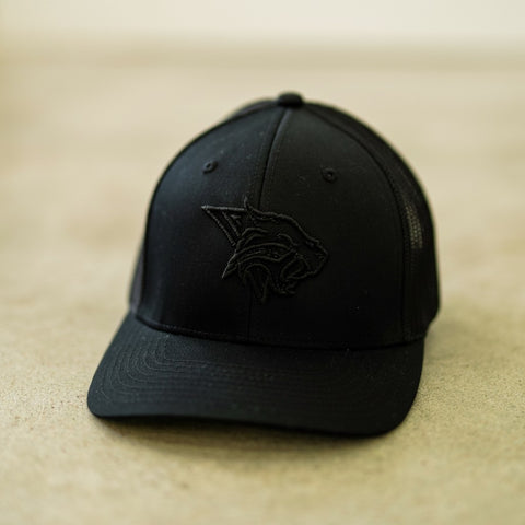 Black on Black Bobcats Embroidered Powercat Snapback Trucker Hat