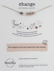 SoulKu - Botswana Agate Intention Necklace for Change - IN09