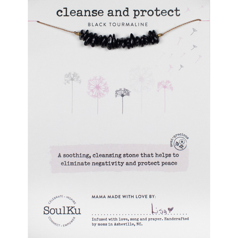 SoulKu - Black Tourmaline Seed Necklace to Cleanse & Protect - SEED10