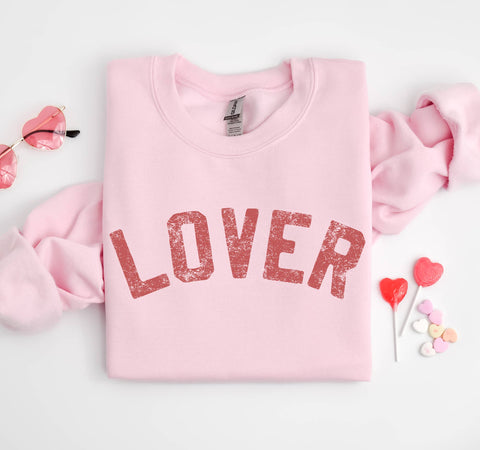 Mugsby - Lover Pink Sweatshirt, Valentine's Crewneck, Lover Shirt: Medium