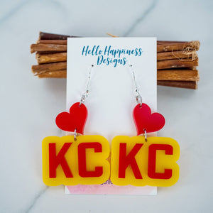 KC Heart Double Layered Drops Earrings