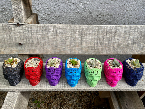 NumanPrints - 3D Printed Succulent Skull Planter Pot Small Indoor: Gold / 5 Inch Skull