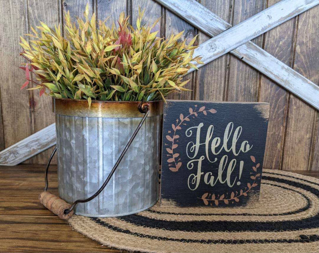 Inkwood Crafters - Hello Fall Rustic Wood Shelf Sitter